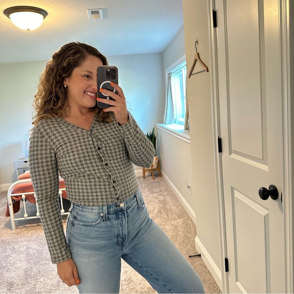 NWT Sundry Gray Houndstooth Cardigan Sweater 0 XS - Picture 2 of 8